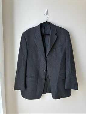 Vintage Lauren Ralph Lauren grey camel wool blazer three button front 46 Tall